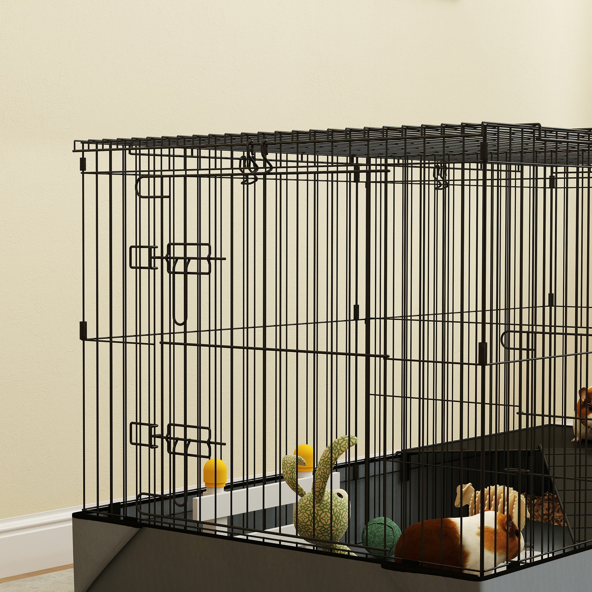 PawHut 2 in 1 Guinea Pig Cage, Rabbit Cage Pet Playpen with 2 Separate Area, Waterproof Oxford Fabric Floor for Hedgehogs