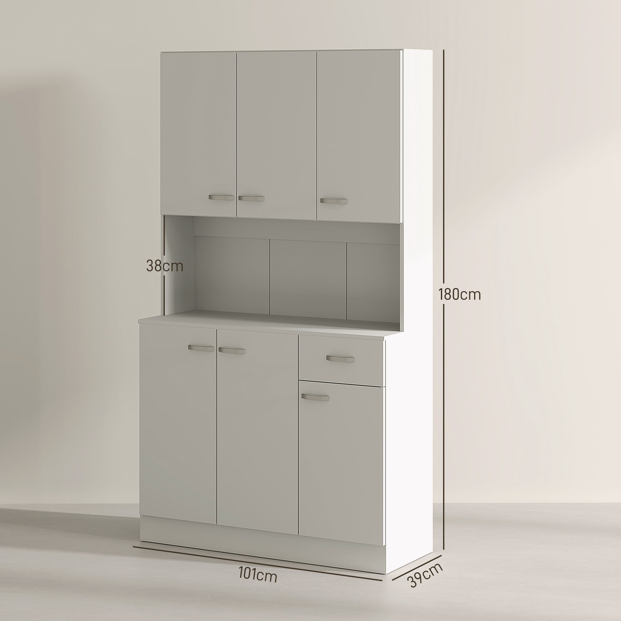 HOMCOM Freestanding Kitchen Pantry Storage Cabinet - White