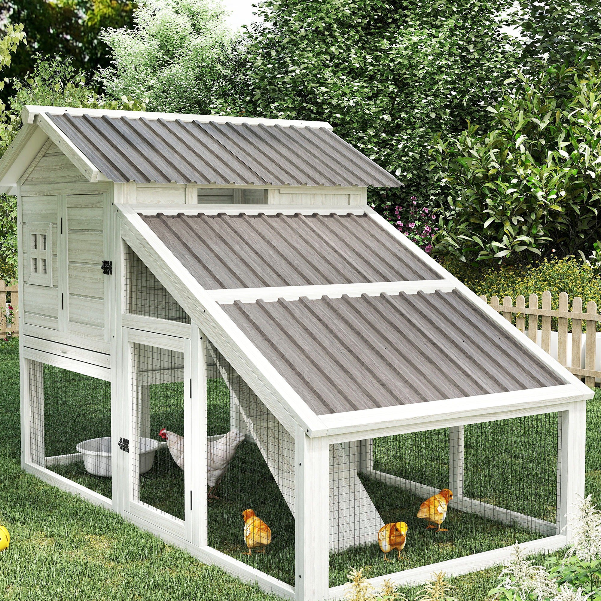 Outsunny Set of 12 Corrugated Steel Roof Sheet Panels - Grey Wood Effect