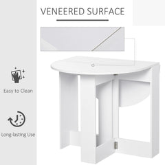 HOMCOM Space-saving Drop Leaf Table, Folding Dining Table for Small Space, Kitchen, Dining Room, White