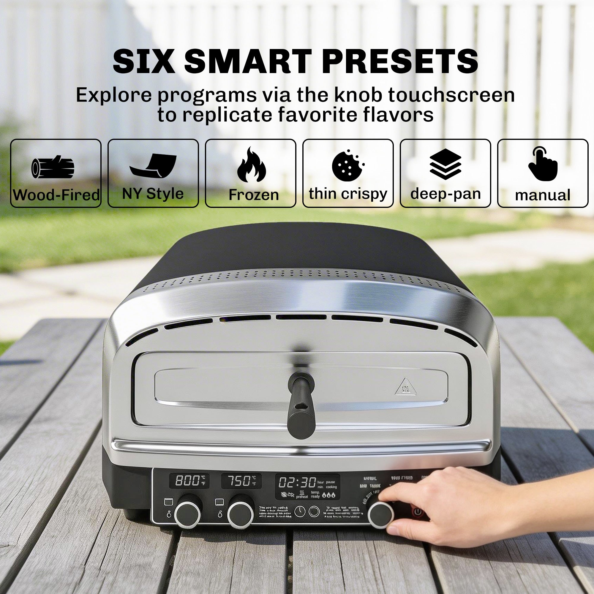 Outsunny Outdoor Pizza Oven Dual Heat Control 6 Presets Electric Pizza Maker with 37 cm Stone and Peel