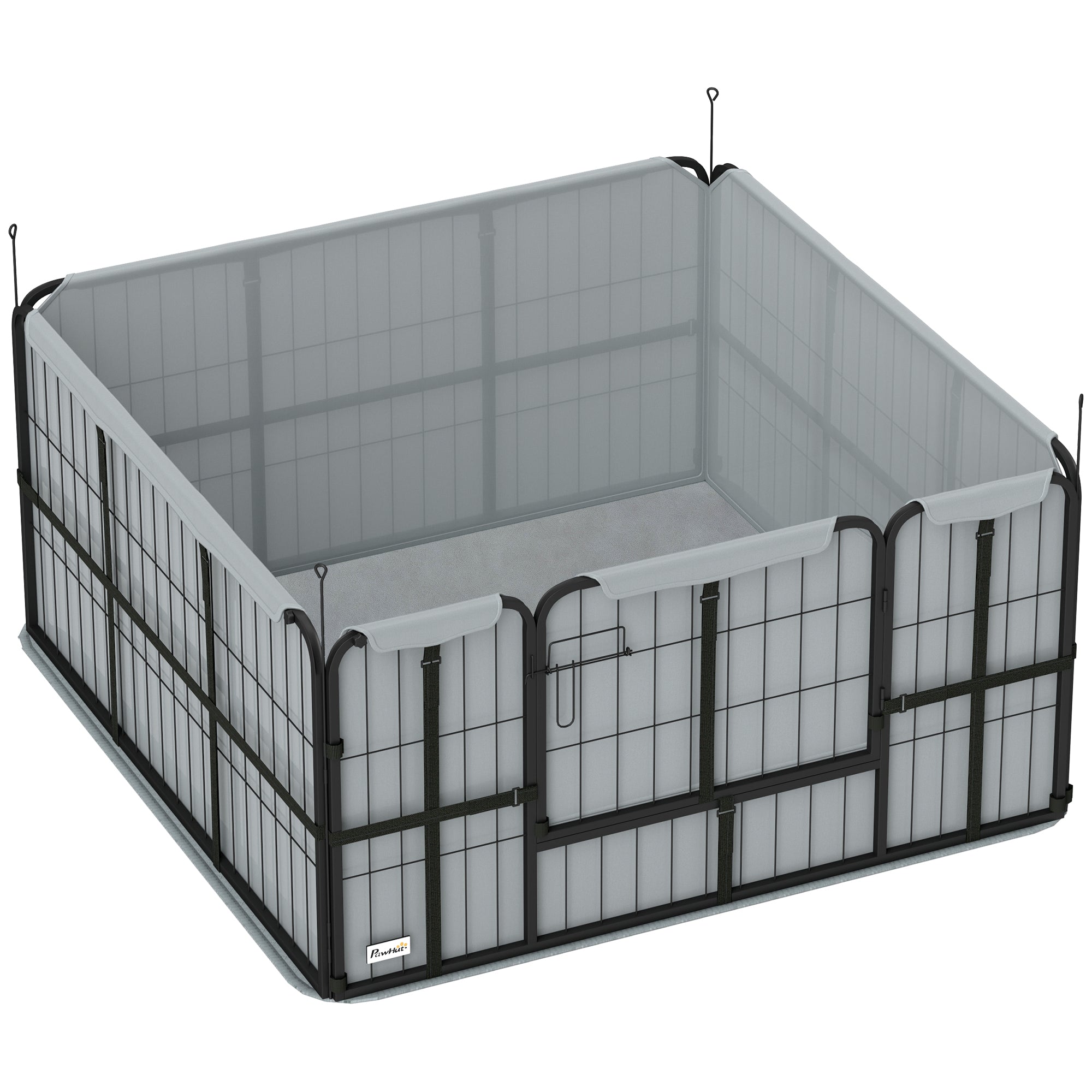 PawHut Steel Dog Whelping Box with Washable Whelping Pad, Wind-Resistant Cloth, for Small, Medium Dogs, 122 x 122 x 60cm
