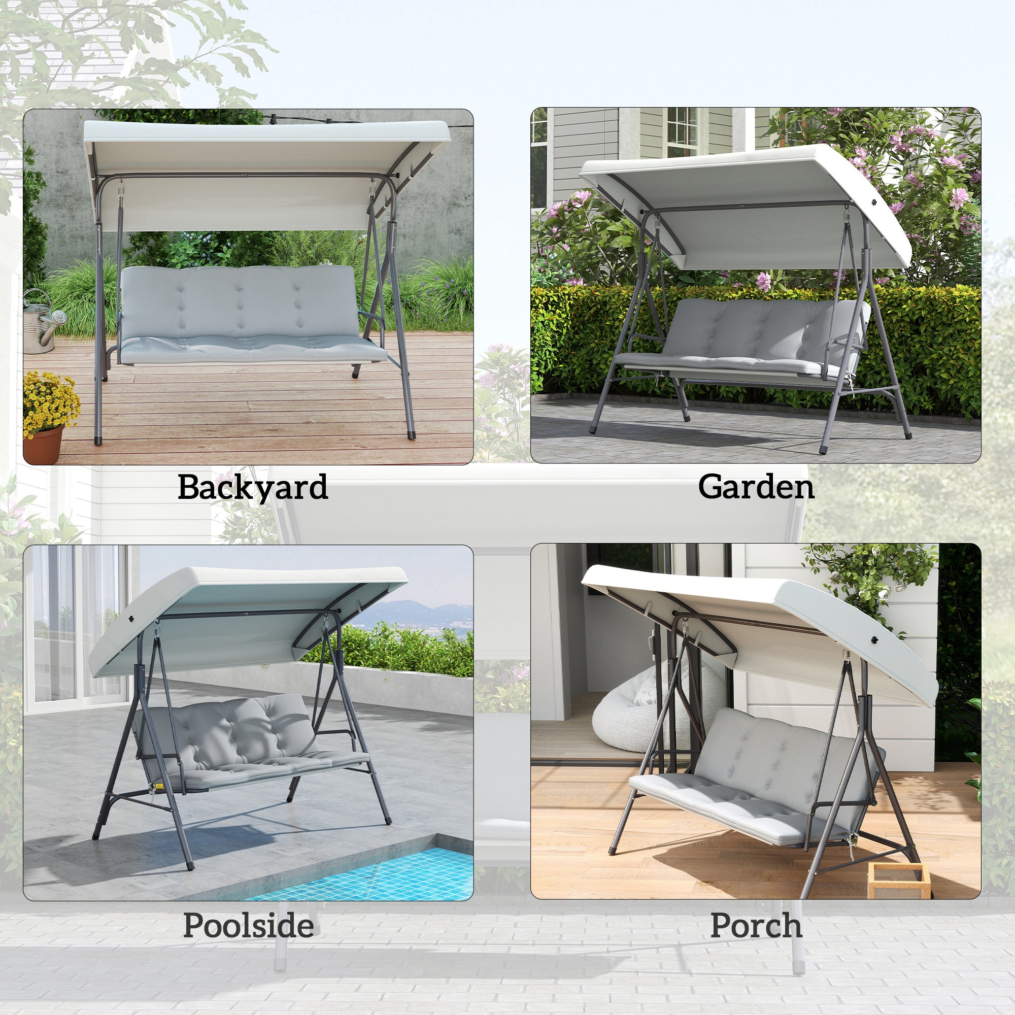 Outsunny Three-Seater Garden Swing Seat - Light Grey