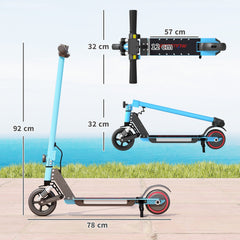 SPORTNOW Folding Electric Scooter for Kids, with Dual Brakes, Front Suspension, LED Colourful Lights, Blue
