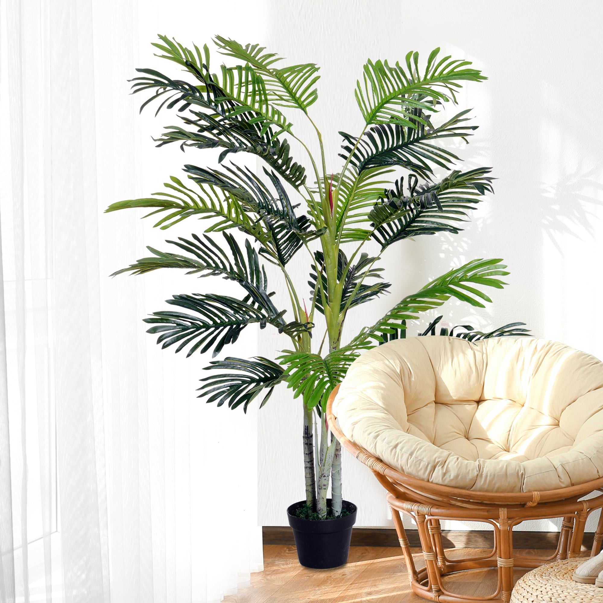Outsunny 2 Ball Topiary Tree in Pot for Home Decor, Artificial Plant for Home Office, Living Room Decor, Dark Green