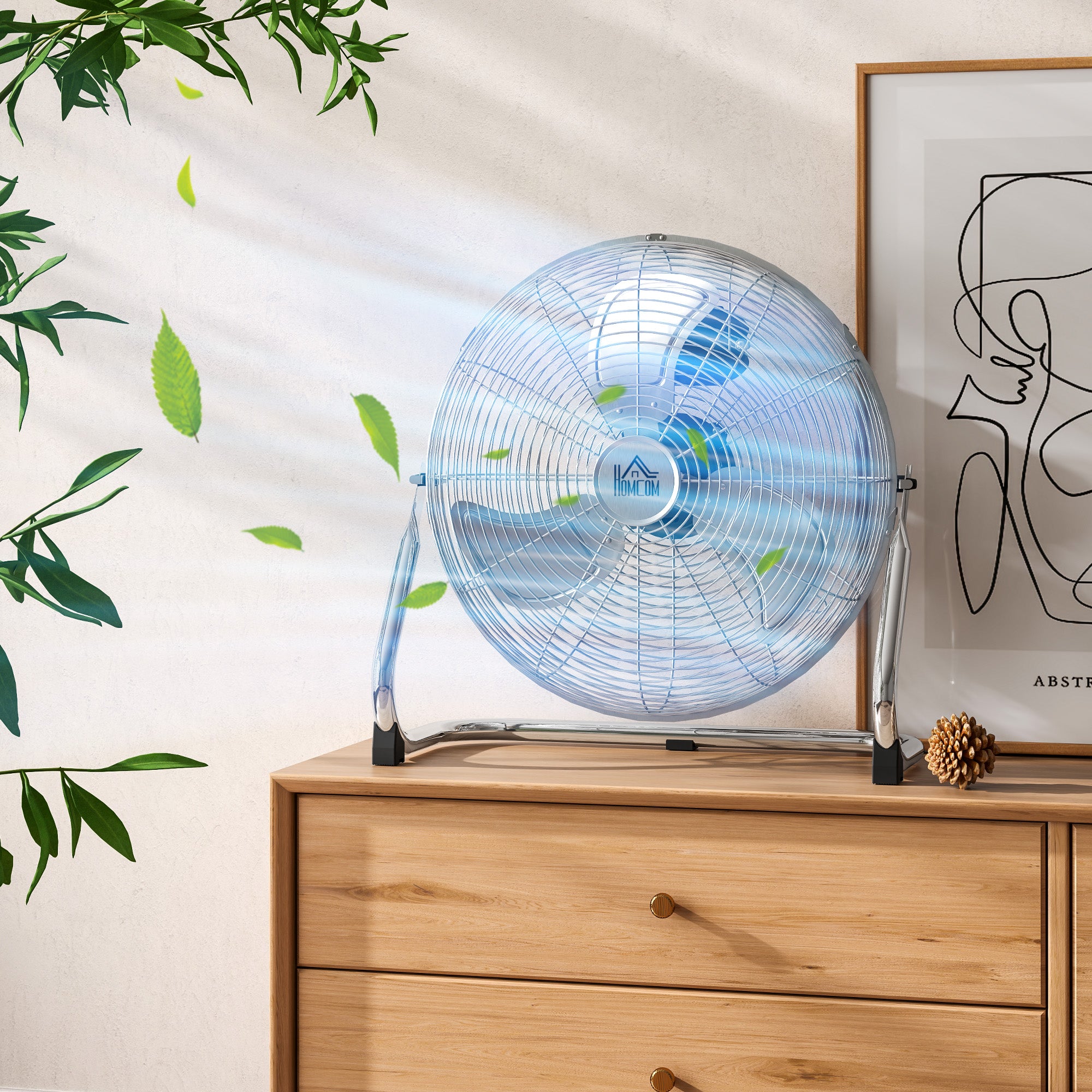 HOMCOM Metal Desk Fan with 3 Speeds & 120√Ç¬∞ Adjustable Tilt - Silver