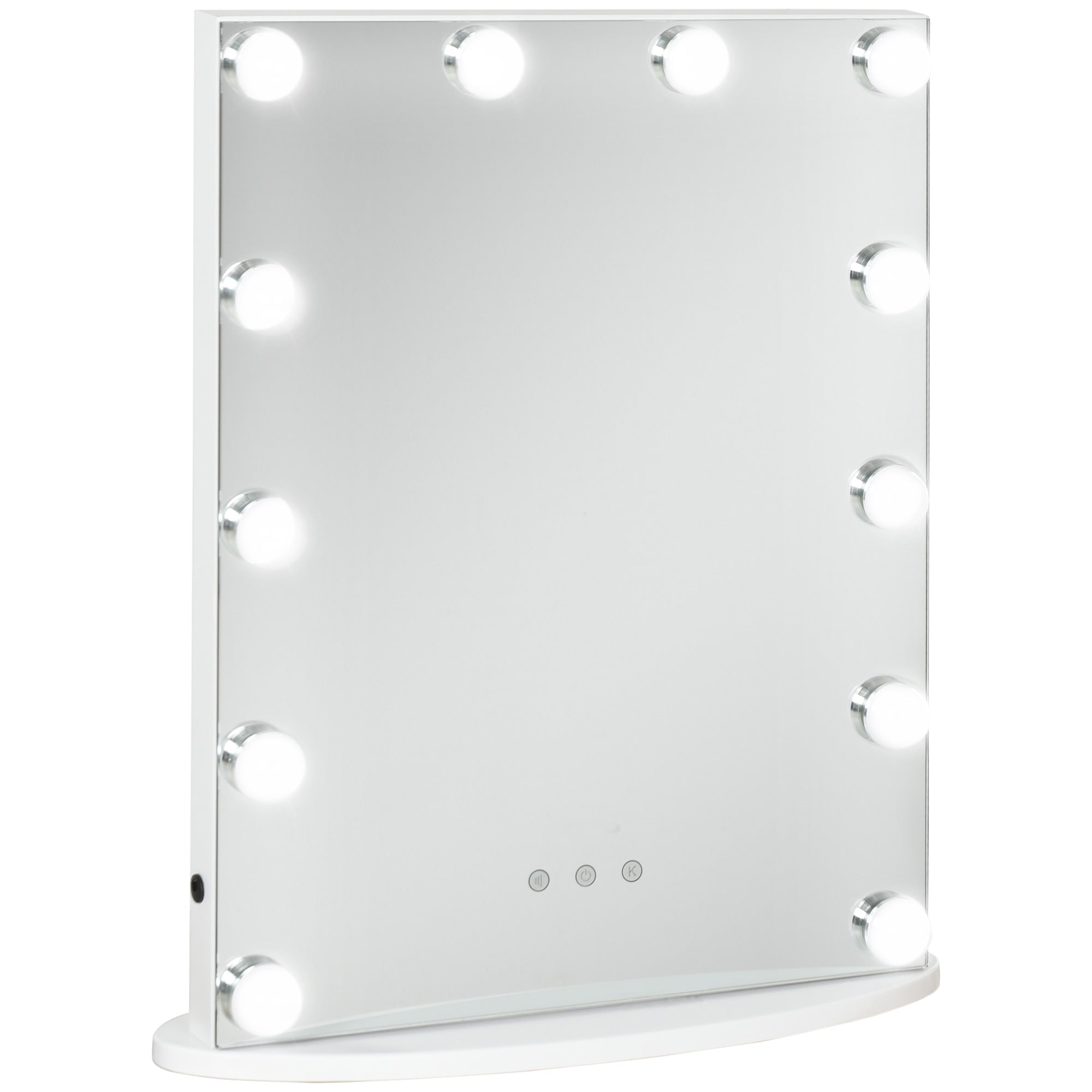 HOMCOM Hollywood Mirror with Lights for Makeup Dressing Table, Lighted Vanity Mirror with 12 Dimmable LED Bulbs and USB Plug in Power Supply, White