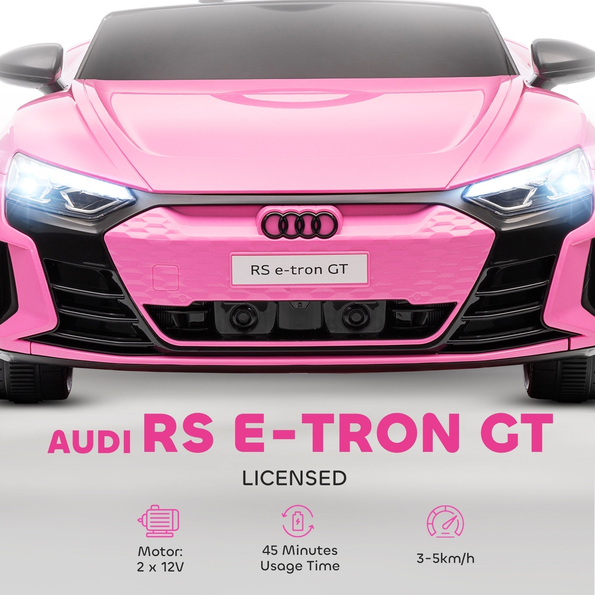 HOMCOM Audi Licensed 12V Kids Electric Ride-On, with Remote Control, Suspension System, Lights, Music, Motor - Pink