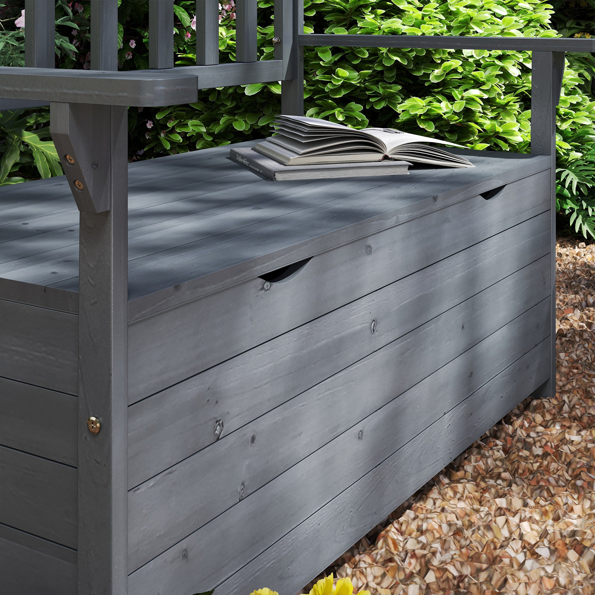 Outsunny Two-Seater Garden Storage Bench - Grey