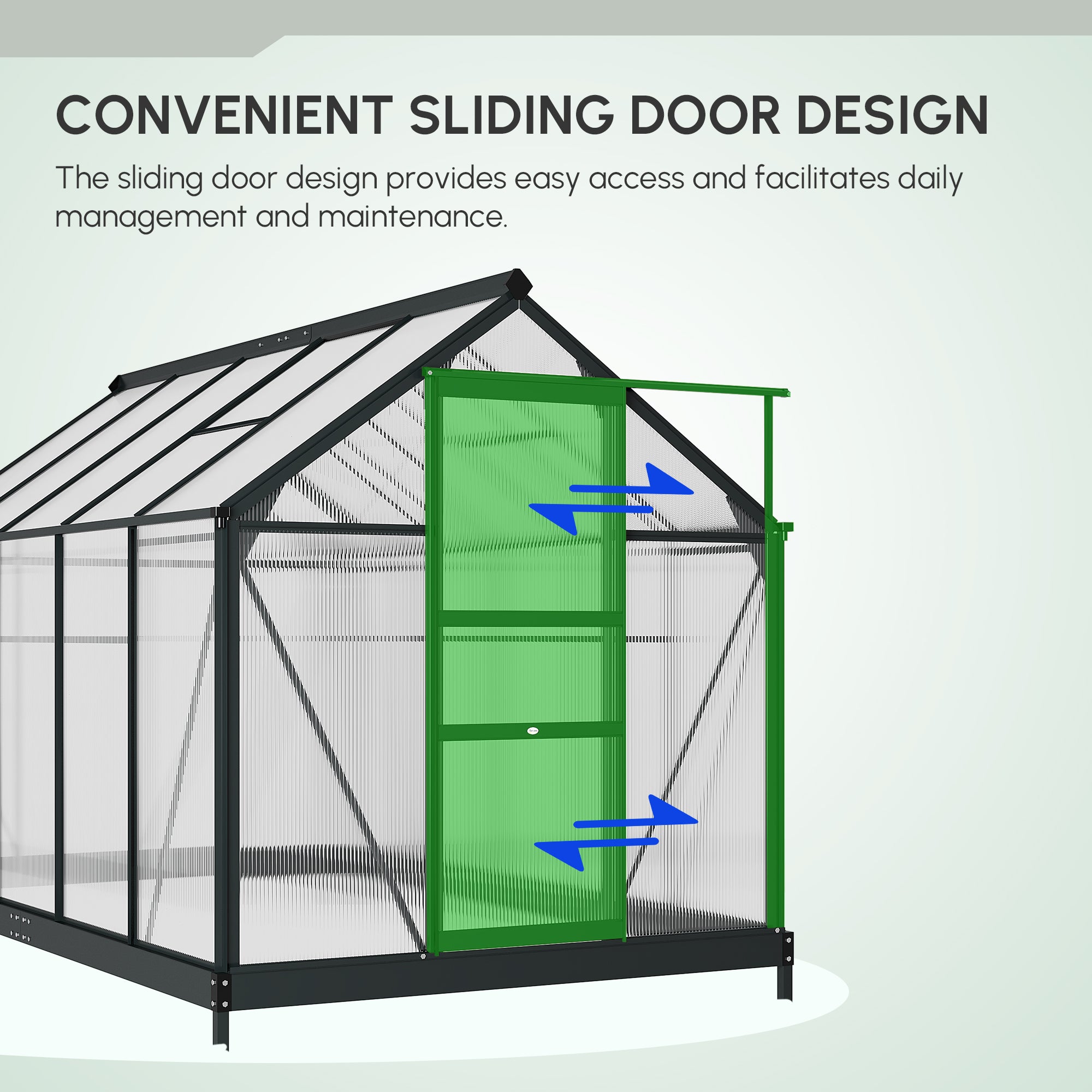 Outsunny 6 x 10ft Polycarbonate Greenhouse, Large Walk-In Green House with Slide Door and Window, Garden Plants Grow House with Aluminium Frame and Foundation, Grey