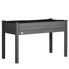 Outsunny Raised Bed for Garden, Wooden Elevated Planter Box with Bed Liner, for Flower Vegetable Herb, Dark Grey