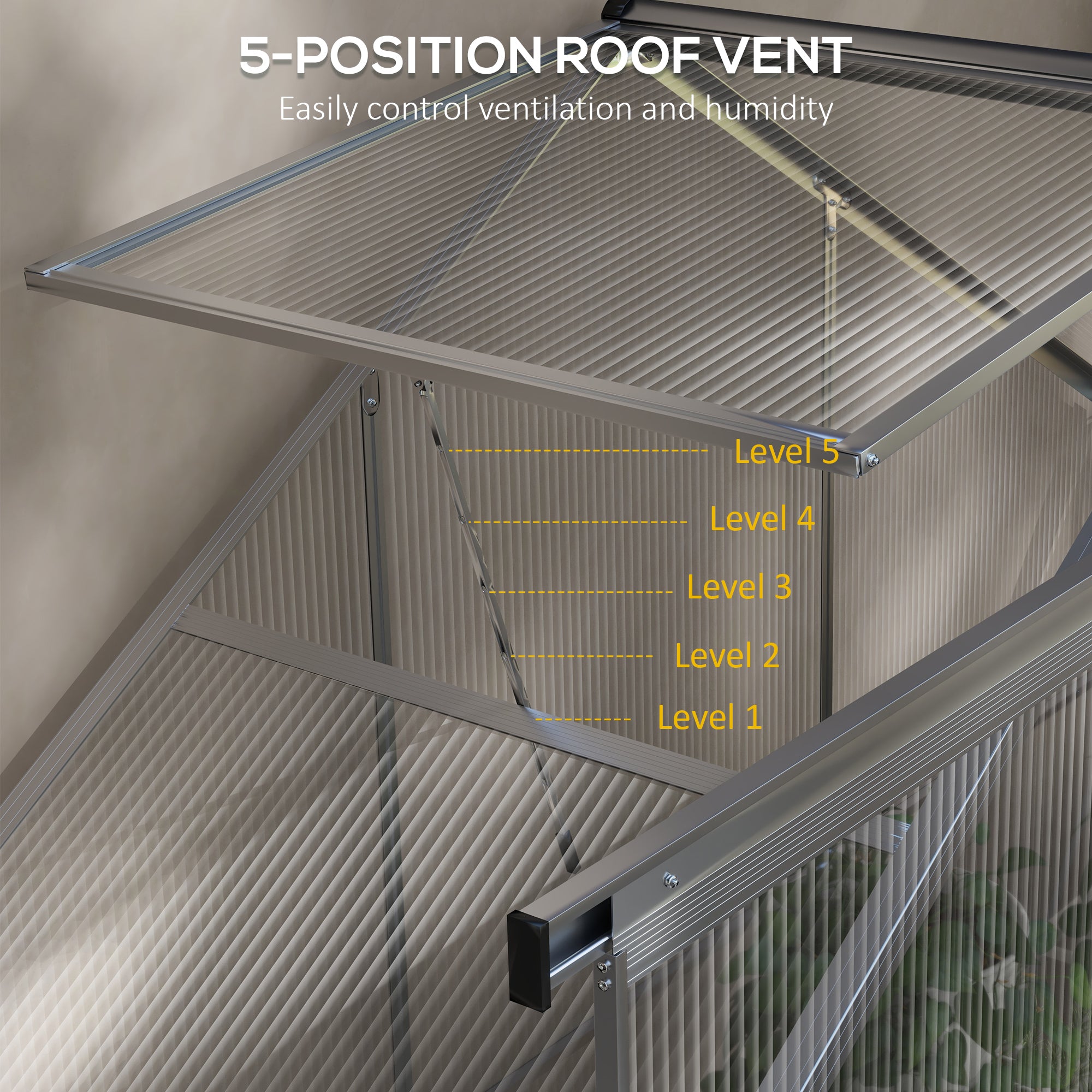 Outsunny 6 x 2.5ft Polycarbonate Greenhouse Walk-In Green House with Rain Gutter, Sliding Door, Window, Foundation, Silver