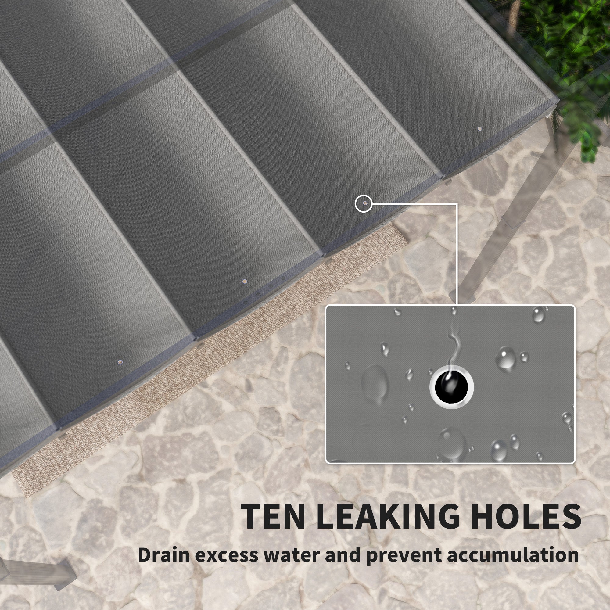 Outsunny Retractable Pergola Shade Cover, Replacement Canopy for 4 x 3 (m) Pergola, Retractable Roof, Light Grey