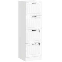 HOMCOM 4 Drawer Filing Cabinet with Lock, Office Storage Cabinet with Adjustable Hanging Bars for A4 Letter Size Files, White