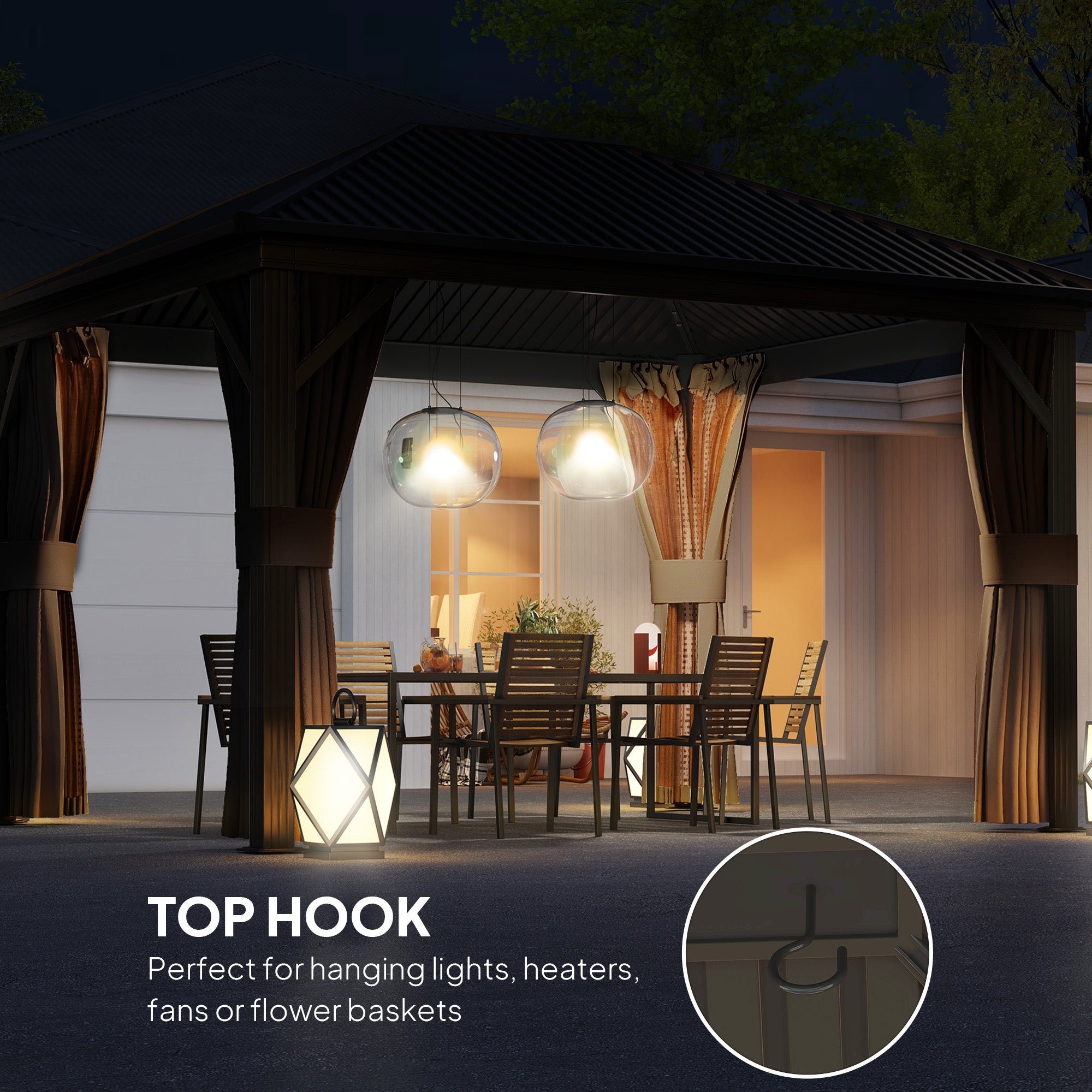 Outsunny 3.6 x 3 m Aluminium Hardtop Gazebo, with Accessories - Brown