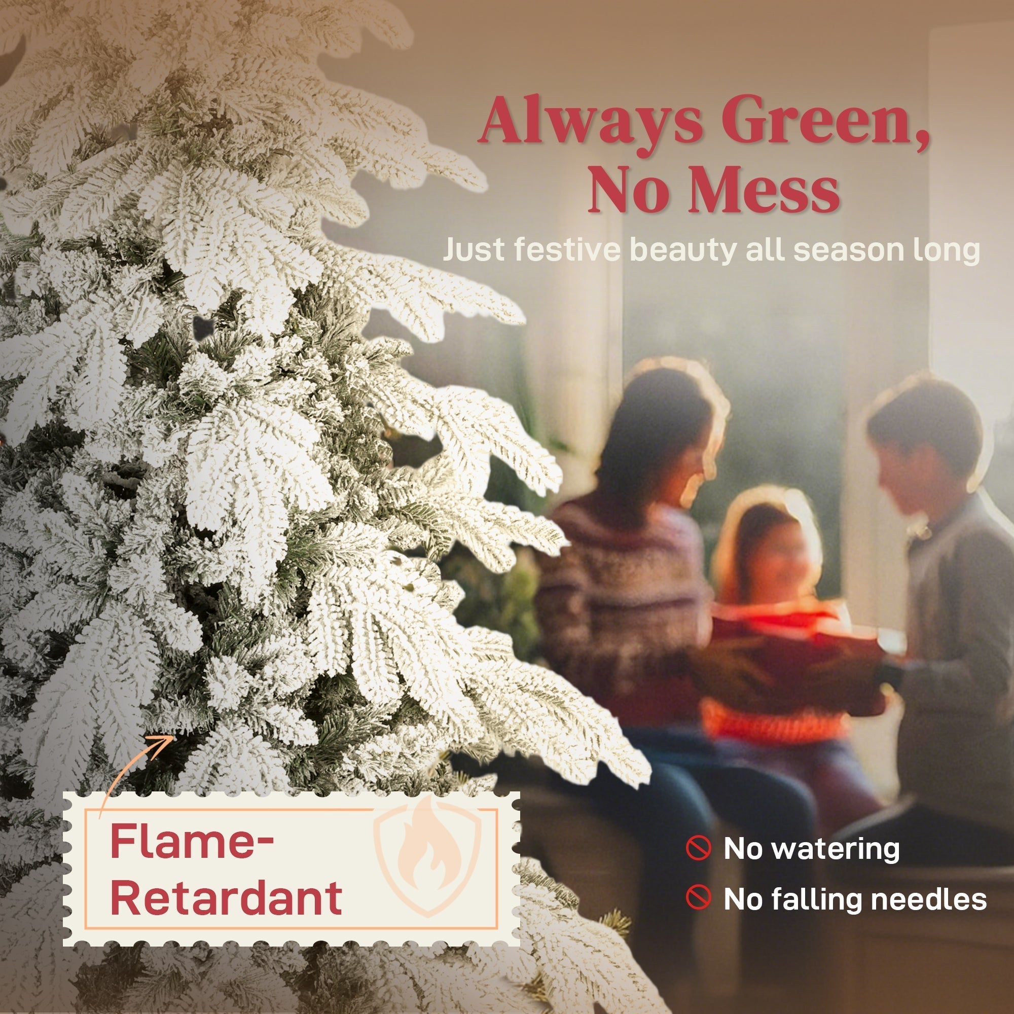 HOMCOM 5ft Super Flocked Christmas Tree - Green/White