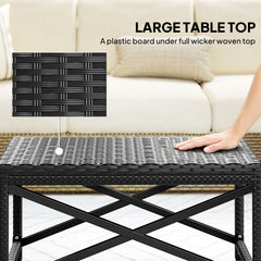 Outsunny Outdoor Coffee Table Side Table with X-Shape Frame for Patio, Balcony, Black