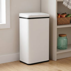 HOMCOM 50L Sensor Bin with Soft-Close Lid, Stainless Steel Automatic Touchless Motion Sensor Kitchen Bin, White