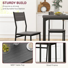 HOMCOM Three-Piece Minimal and Compact Dining Set, Grey Wood Grain