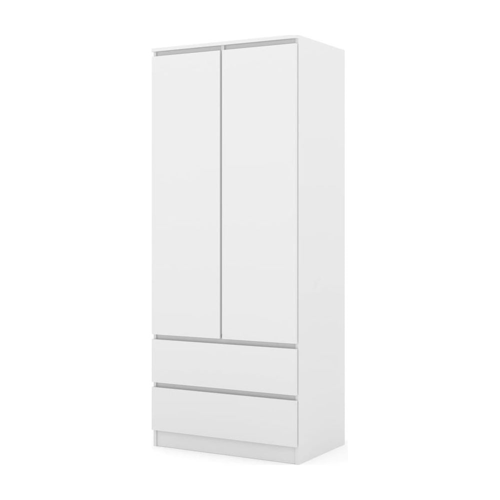 Maja Hinged Door Wardrobe 80cm, a white two-door wardrobe with two drawers below