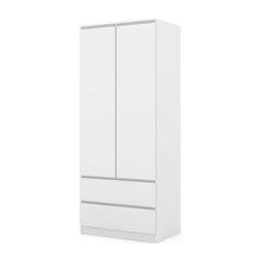Maja Hinged Door Wardrobe 80cm, a white two-door wardrobe with two drawers below