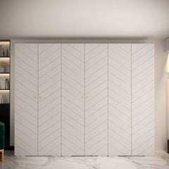 Manhattan IV Hinged Door Wardrobe 300cm with a chevron pattern on the doors