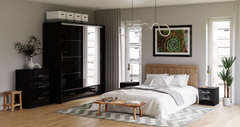 Black Gloss Mirrored Sliding Door Wardrobe 208cm –  EPSOM