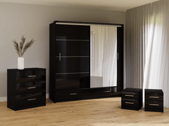 Black Gloss Mirrored Sliding Door Wardrobe 208cm –  EPSOM