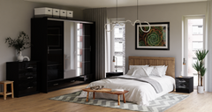 Black Gloss Mirrored Sliding Door Wardrobe 255cm –  EPSOM