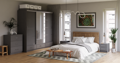 Graphite Mirrored Sliding Door Wardrobe 255cm –  EPSOM
