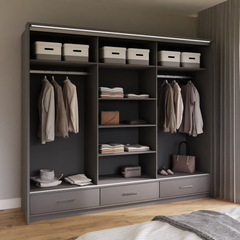 Graphite Mirrored Sliding Door Wardrobe 255cm –  EPSOM