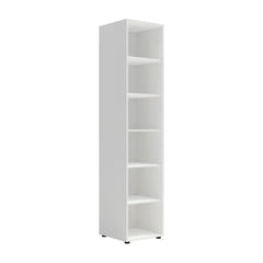 Maxione MX-08 Bookcase 45cm, a tall narrow white unit with six shelves