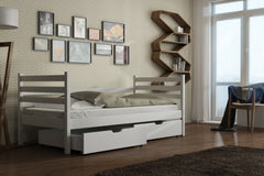 Wooden Single Bed Melanie with Storage in White Matt, image 2