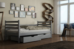 Wooden Single Bed Melanie with Storage in Grey Matt, image 4
