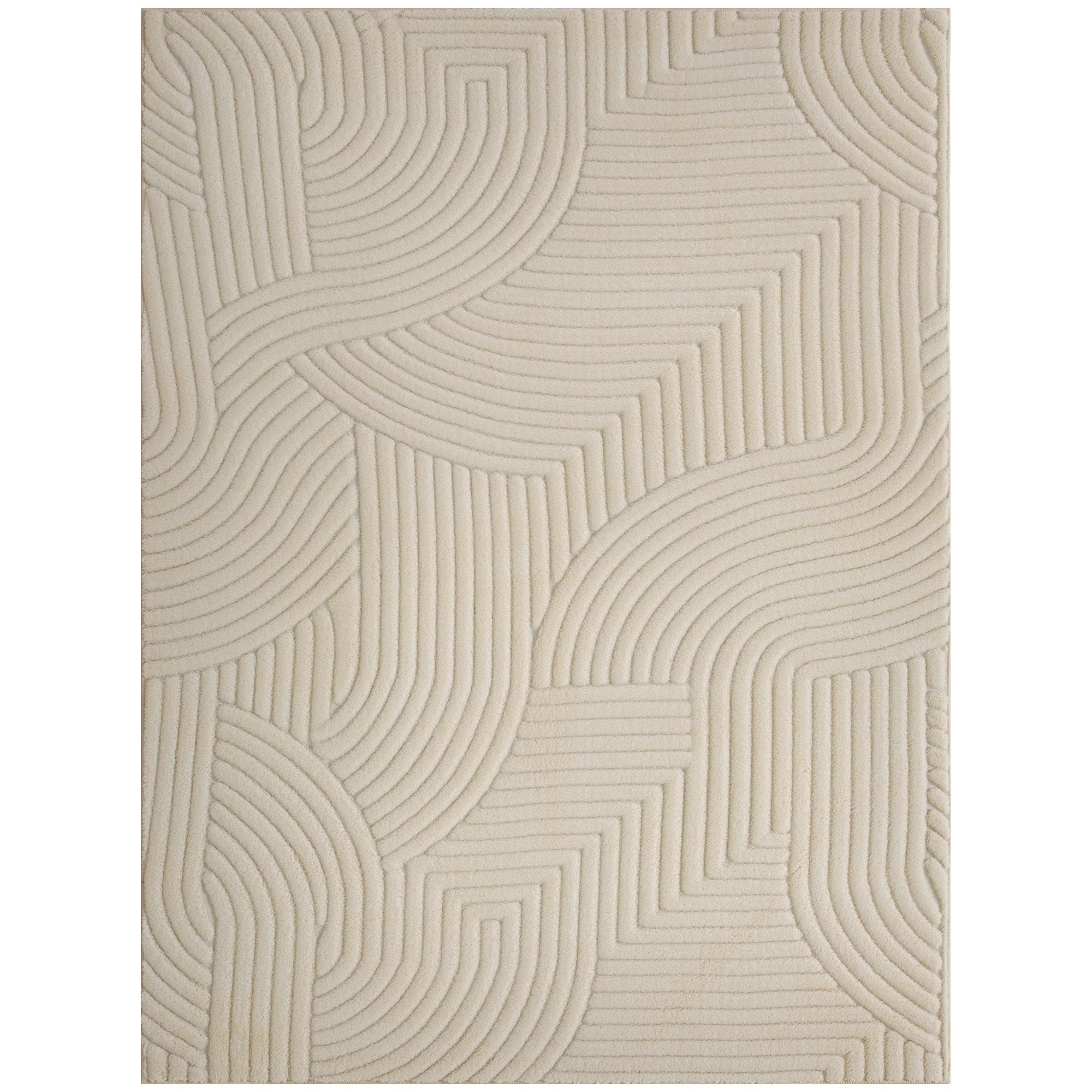 HOMCOM Modern Geometric Rug, Thick & Plush, Non-Slip, 160 x 120 cm â Cream, Living Room/Bedroom/Office