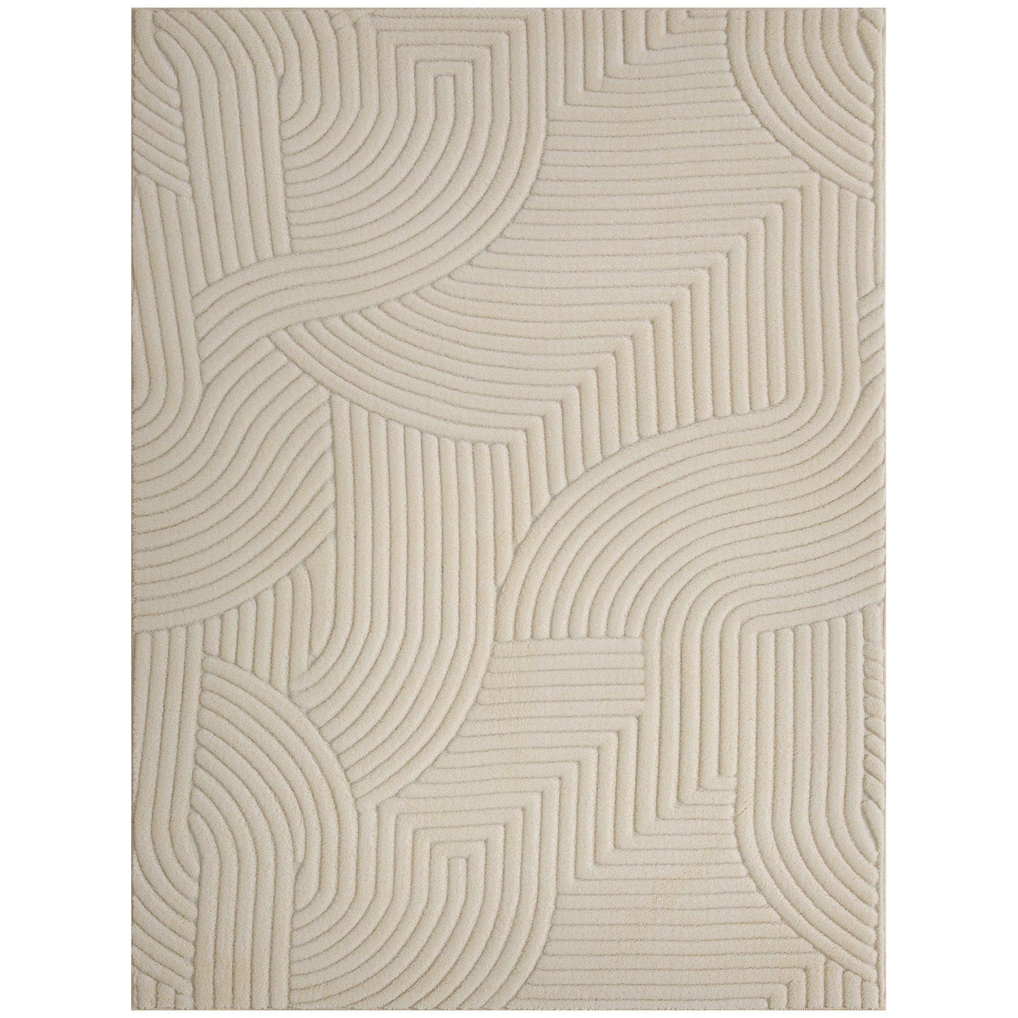 HOMCOM Modern Geometric Rug, Thick & Plush, Non-Slip, 160 x 120 cm - Cream, Living Room/Bedroom/Office