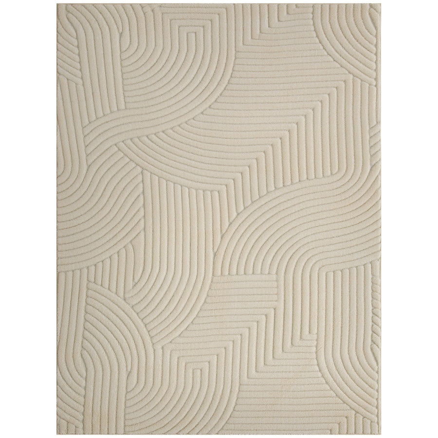 HOMCOM Modern Geometric Rug, Thick & Plush, Non-Slip, 160 x 120 cm - Cream, Living Room/Bedroom/Office