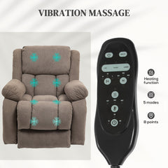 HOMCOM Recliner Armchair Lift Chair, Electric Recliner Chair with Vibration Massage and Heat, Wide Seat, USB Port, Light Brown