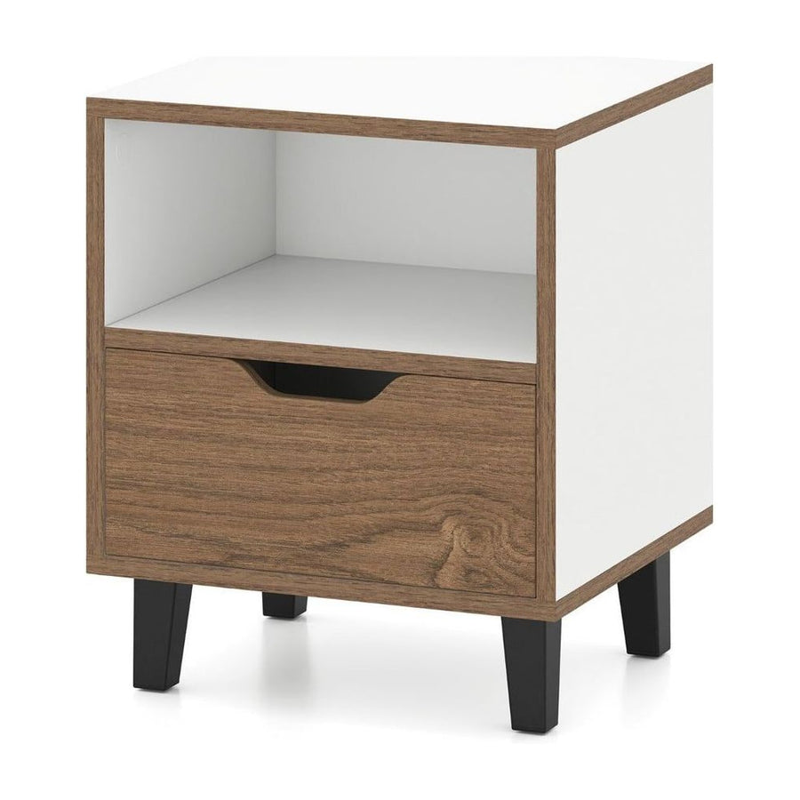 Mid Century Modern Bedside Table Nightstand with Drawer-White