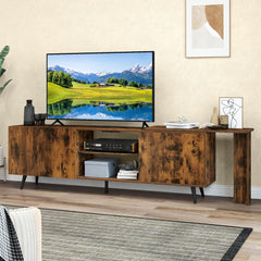 Mid Century 55 Inch TV Stand Entertainment Center with Power Outlets-Rustic Brown
