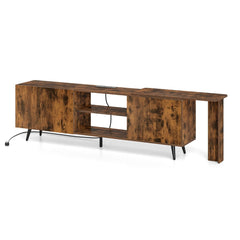 Mid Century 55 Inch TV Stand Entertainment Center with Power Outlets-Rustic Brown