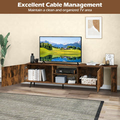 Mid Century 55 Inch TV Stand Entertainment Center with Power Outlets-Rustic Brown