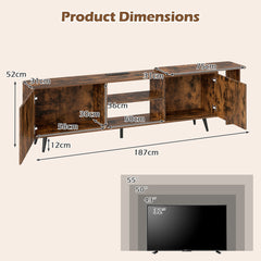 Mid Century 55 Inch TV Stand Entertainment Center with Power Outlets-Rustic Brown