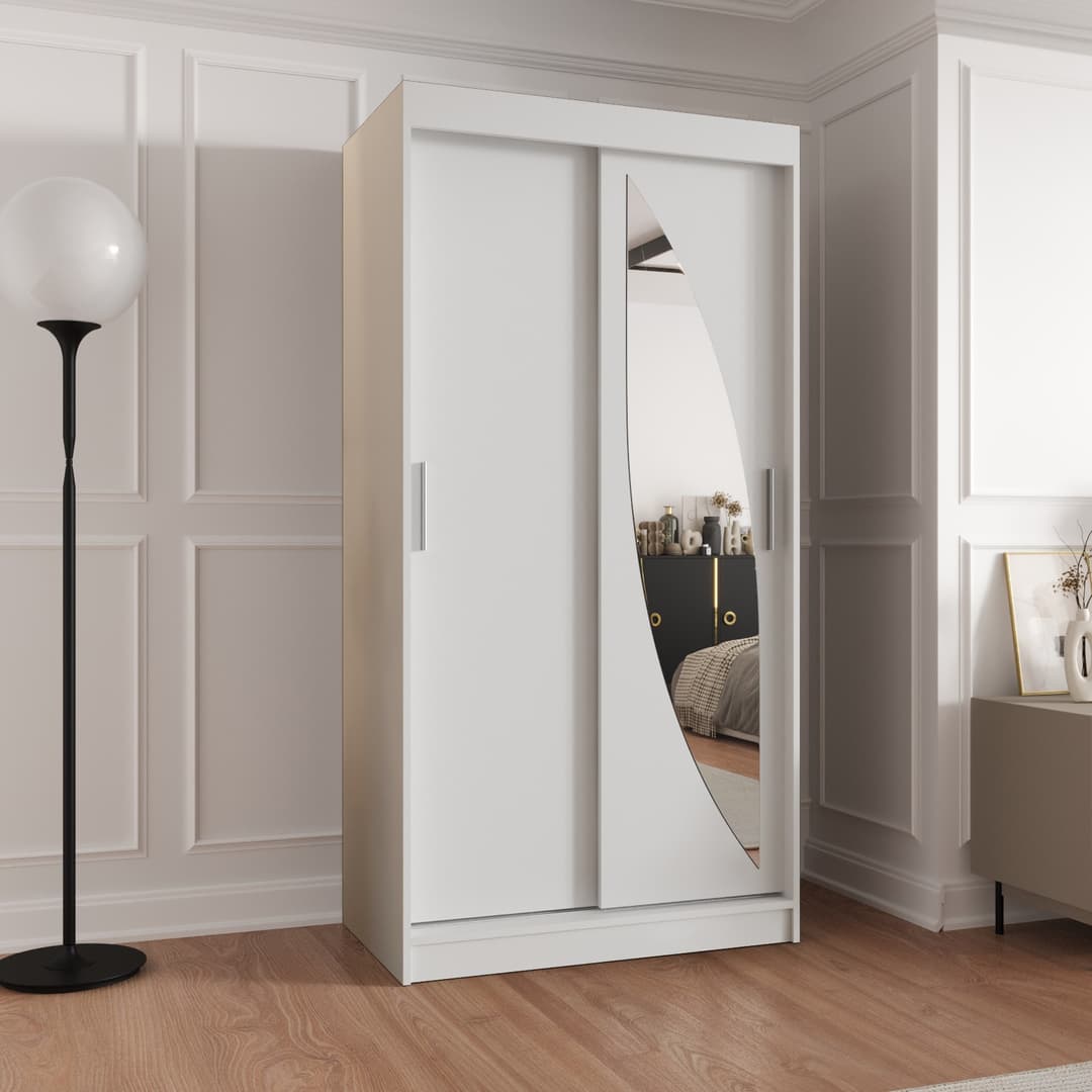 Milo Sliding Door Wardrobe 100cm in White