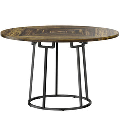 HOMCOM Dining Table Space Saving Kitchen Table Spliced Tabletop Conical Metal Base 120 cm Round Rustic Brown