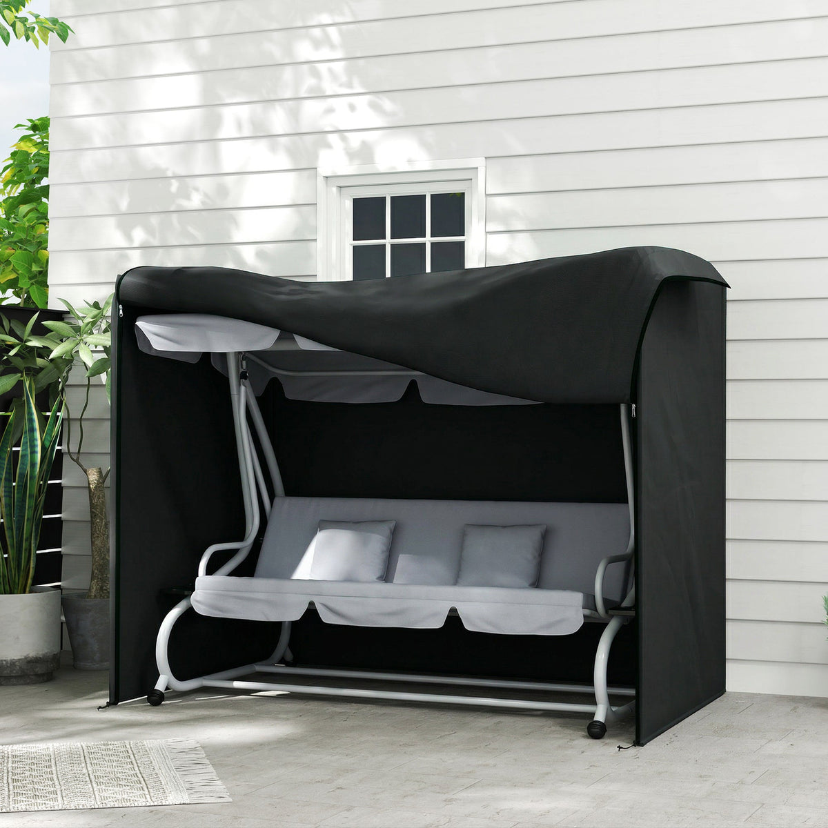Outsunny 220 x 125cm Three-Seater Swing Chair Protective Cover - Black