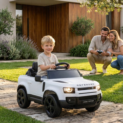 AIYAPLAY Land Rover Licensed 12V Kids Ride on Car with Remote, Suspension, Slow Start, 3 Speeds, Lights, Music, Horn, White