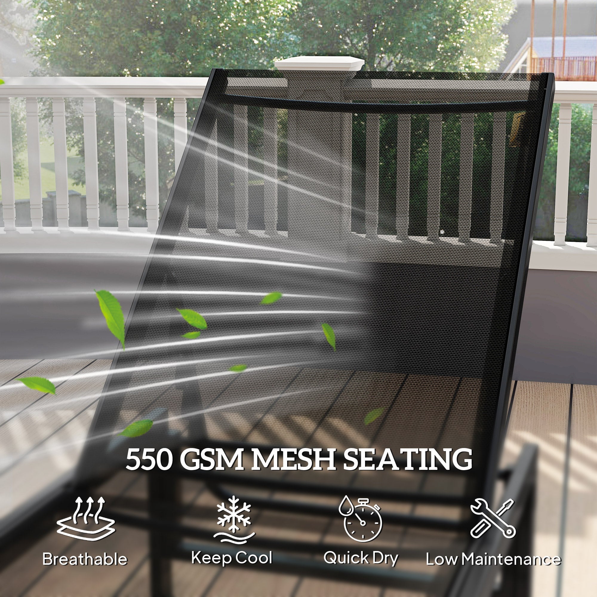 Outsunny Reclining Sun Lounger - Black