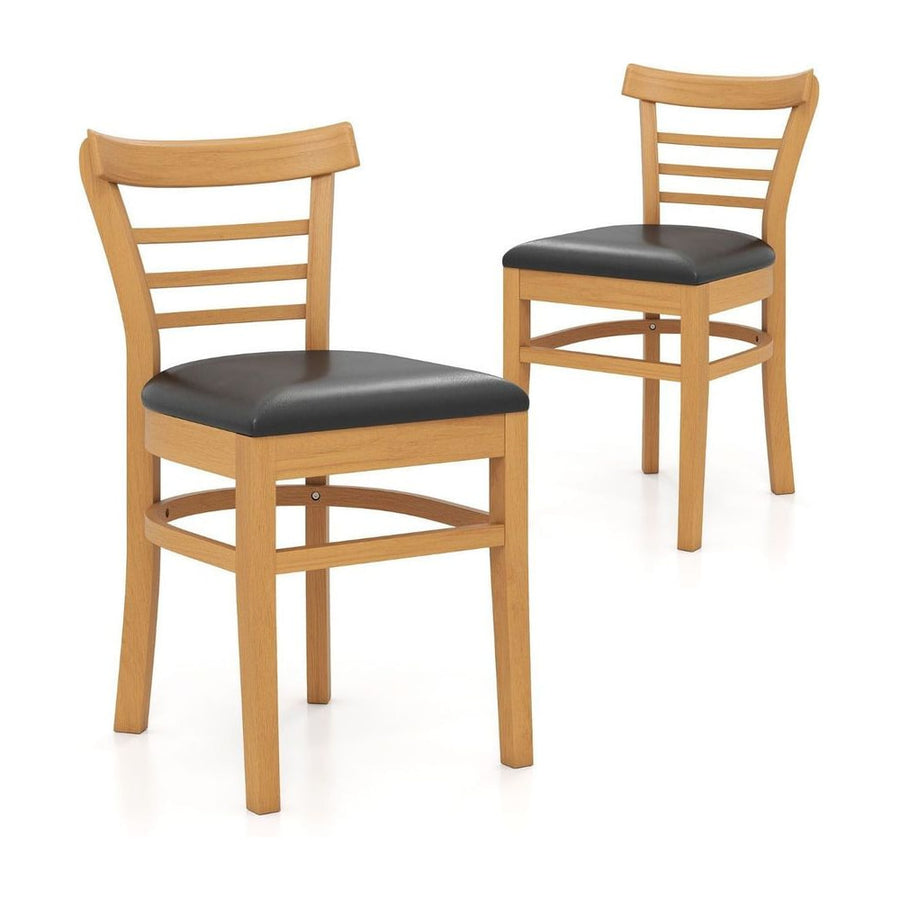 Modern Dining Chair Set of 2 with Rubber Wood Legs and Padded Seat-Brown