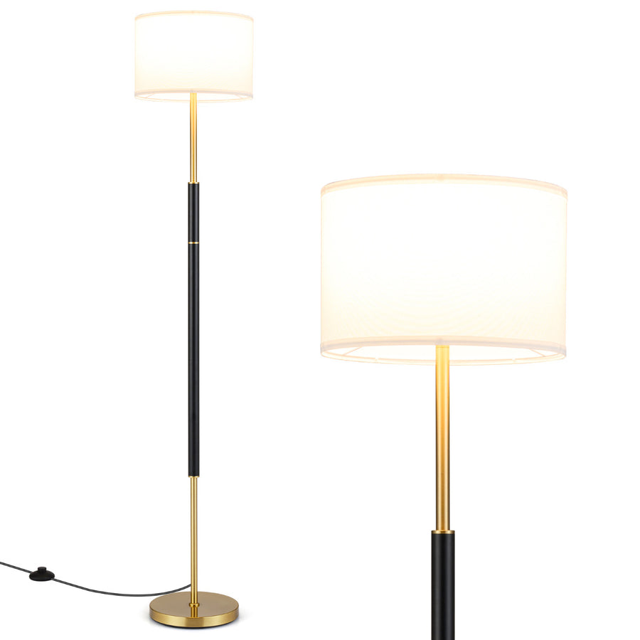Modern Floor Lamp with Eye-Protecting Lampshades and Weighted Base-Black
